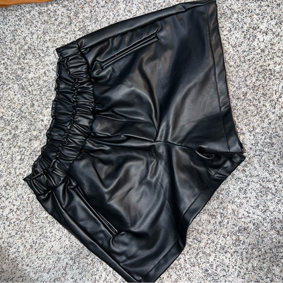Forever 21 Pants - Forever 21 Black High Waist Faux Leather Shorts